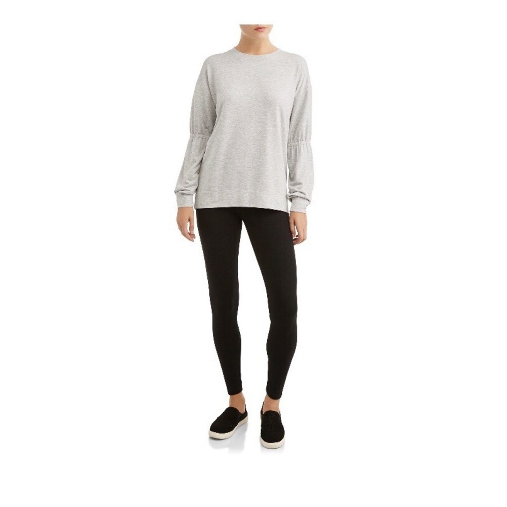 New Avia Women Pullover Atheisure‎ Gathered Sleeve Sweatshirt Lt Grey L(12-14)